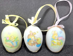 VTG Easter Egg Hanging Ornament Paper? Anthropomorphic Bunny Rabbit Baby Chicks - Picture 1 of 13