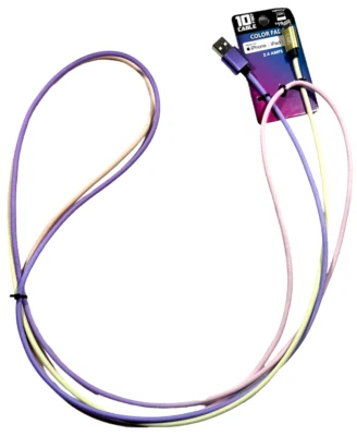 Rapid Charge Color Fade Charging Cable for iPhone / iPad / iPod 10 ft - NEW - Image 1 of 4