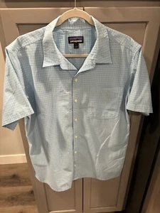 Patagonia Shirt Men’s Size L Blue White Check Short Sleeves - Picture 1 of 9