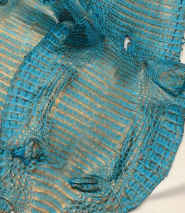 Caiman Skin Leather Turquoise/Bronz Color (100% Genuine skin) - Picture 1 of 4