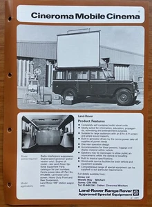 LAND ROVER Mobile Cinema SALES BROCHURE Part Special Equipment series 2 3 - Picture 1 of 2