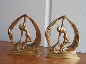 Pair Vintage Antique Style Art Deco Diana Lamp Base Brass Light Table Lady - Picture 1 of 6