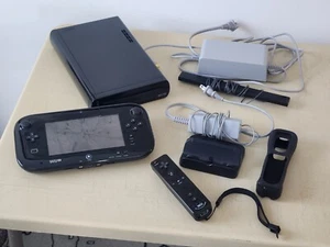 Wii U Black 32GB Deluxe Console Video Game Nintendo WiiU US NTSC Tested Complete - Picture 1 of 10