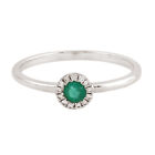 14K White Gold Green Emerald Natural Diamond Handmade Rings Wedding Jewelry