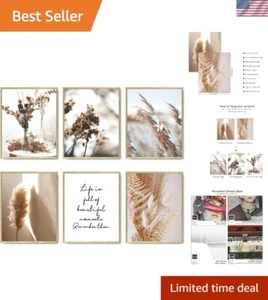 Artful Dried Flower Canvas Set - Nature-Inspired Wall Decor, 8"x10" Unframed - Picture 1 of 9