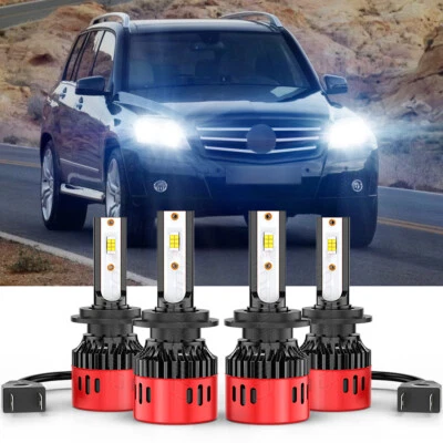 白色 LED 车头灯高低光束+雾灯泡组合套件适用于梅赛德斯-奔驰 — 第 1/4 张图片