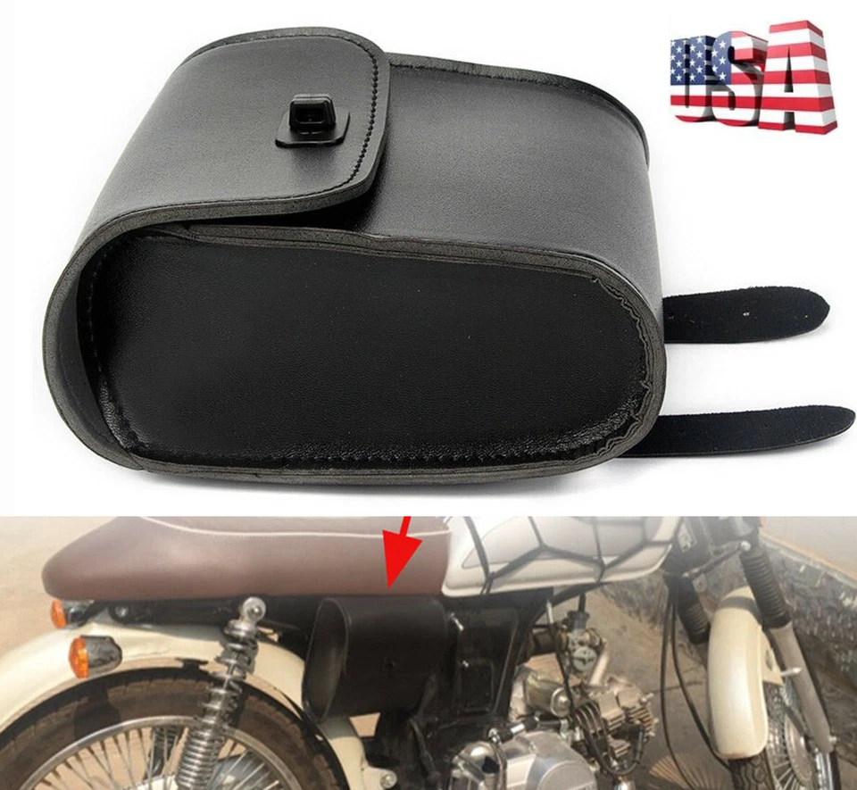 Bolsa universal para motocicleta horquilla delantera barra Sissy silla de montar bolsa de herramientas lateral cuero PU Foto 1 de 4