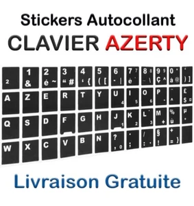 Autocollant Stickers AZERTY Pour Clavier Ordinateur Français rénovez les touches - Photo 1/4