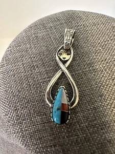 Sterling Silber & 14K Gold Türkis Onyx Perle Kachina Zuni Anhänger - Bild 1 von 2