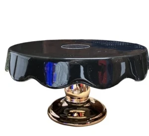 VINTAGE BLACK COPPER LUSTERWARE CAKE STAND SERVER - Picture 1 of 8