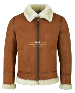Chaqueta de cuero de piel de oveja B3 para hombre color blanco tostado bombardero volador RAF NV-65 - Imagen 1 de 8