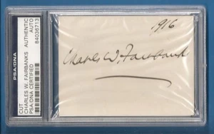Charles W. Fairbanks 26th VP Signed Auto PSA/DNA Slabbed Cut - Foto 1 di 2