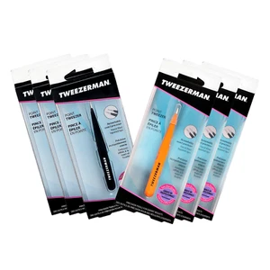 Tweezerman Tweezers with stainless steel tip Black and Orange Set of 6 - Picture 1 of 6