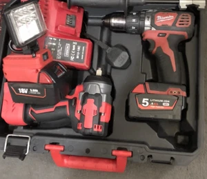 Milwaukee M18 Hammer Drill,handle,case, light, no name Impact wrench etc - Picture 1 of 9