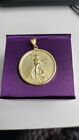 14k Yellow Gold Plated Liberty Coin Pendant 925 Silver 18" Free Cable Chain