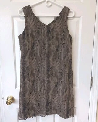 Vestido De Colección Y2K ROBBIE BEE Forrado de Seda Estampado de Animales Cambio de Gasa Informal Resort 14 Foto 1 de 3