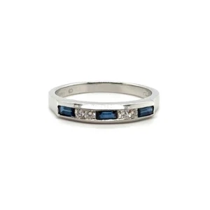 JEFF COOPER platinum Sapphire & Natural Diamond Band / Ring. 3.75mm - Size 9.75 - Picture 1 of 5