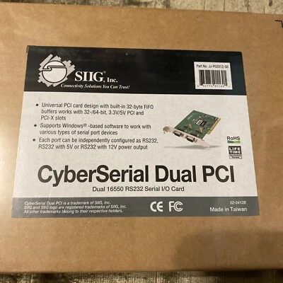 SIIG Cyber Serial Dual PCI Dual 16550 RS232 Serial I/O  Dual Display Video Card - Image 1 of 3