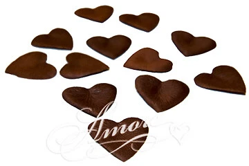 1000 pétalos de rosa de seda para boda en forma de corazón marrón chocolate - cacao, pétalos y ajojo Foto 1 de 1
