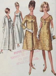VINTAGE CUT1965 'SIMPLICITY' EVENING COAT & DRESS WEDDING ? PATTERN 6219 12 /32" - Picture 1 of 2