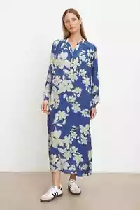 VELVET By Graham & Spencer Josepha Printed Dress Cobalt S $257 F4 - Picture 1 of 5