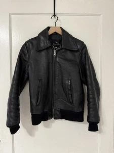 Vintage 60s 70s Leather Jacket Talon Zip USA 36 Bowie Rock 36 - Picture 1 of 6