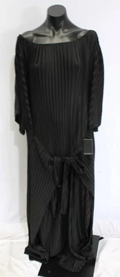 Maxi Vestido Para Mujer Eloquii Plus Plisado Satén Imitación Envolvente LB3 Negro Talla 26-28 Foto 1 de 4