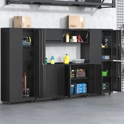 Metal Garage Storage Cabinet System Workshop Set Rolling Garage Tool Organizer - Image 1 of 4