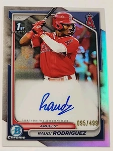2024 Bowman Chrome - Prospect Autógrafos Raudi Rodriguez #CPA-RR Refractor/499 - Imagen 1 de 4