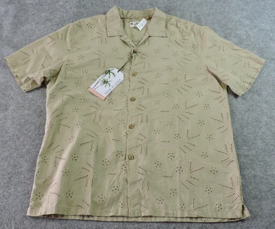 Free Planet Mens Large Field of Rye Tonal Camp Short Sleeve Button Shirt - Image 1 of 4