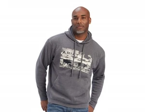 Ariat XXL Mens Hoodie Retired style NWT and NIP Charcoal Cattle Pastures Cowboy - Picture 1 of 15