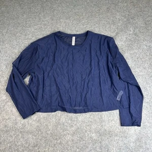 Athleta Circuit Top Damen XL transparenter Langarm atmungsaktiver Netzpullover dunkelblau - Bild 1 von 7
