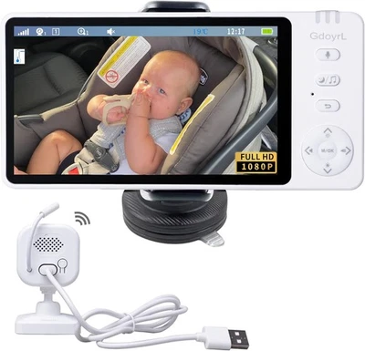 Wireless Baby Car Camera with 5-inch HD 1080P IPS, USB-Powered 360° Rotating ... - Image 1 of 4