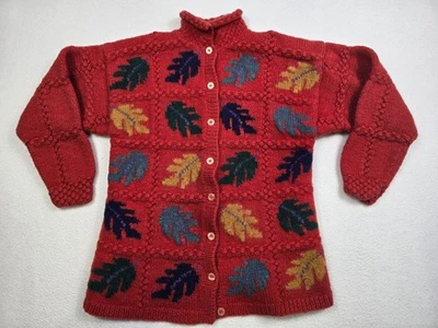 Cárdigan Suéter Naranja Pequeño Vintage Abercrombie & Fitch Mujer Hoja Lana LEER Foto 1 de 4