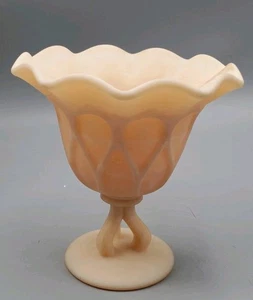 Westmoreland Peach Opaline Milk Glass Compote Bowl With Triple Ring Pedestal - Picture 1 of 8