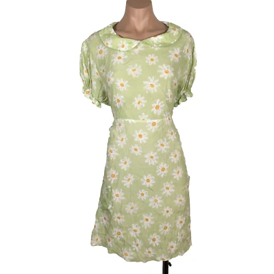 Vintage 1990s Mini Dress Crazy Daisy Psychedelic Print Classic Grunge Delia’s XL - Image 1 of 4