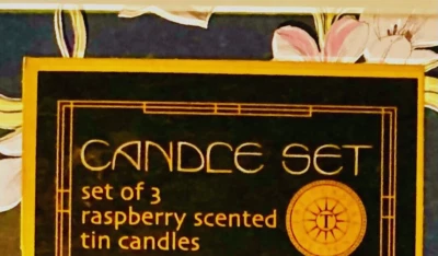 Retro Set 3 Raspberry Scented Floral Flowers Candles Cute Soy Gift Box Girl MCM - Image 1 of 4