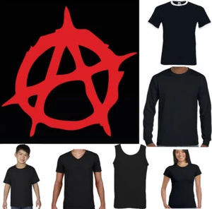 ANARCHY SYMBOL T-SHIRT, Anarchist Revolution Crass Che Guevara Punk Music Logo - Picture 1 of 9