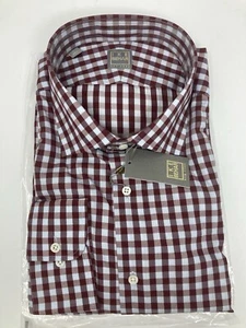 NWT GOLD LABEL Ike Behar New York Crimson Red Shirt 17.5 Long Sleeve 38" - Picture 1 of 7