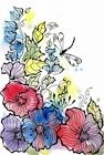 Akimova: DRAGONFLY & FLOWERS , w/c & ink, 9