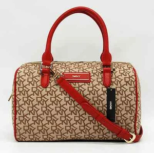 DKNY AUTHENTIC W/VINTAGE LOGO PLAQUE CHINO RED SATCHEL CROSSBODY BAG PURSE NWT - Picture 1 of 10