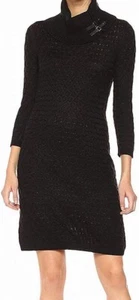 Calvin Klein women's Cowl Neck 3/4 Sleeve Sweater Dress -  Large - Black - Picture 1 of 6