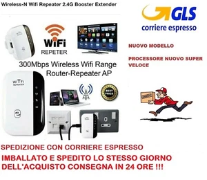 AMPLIFICATORE SEGNALE WIRELESS WIFI REPEATER RIPETITORE RANGE EXTENDER LAN RETE - Foto 1 di 6