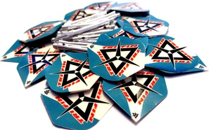 Tri Fin Aluminium Dart Stems 47mm + BLUE Tri Fin Darts Flights 10 Set pack - Picture 1 of 7
