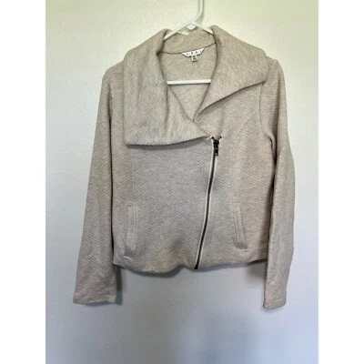 Cabi #913 Jacket Blazer  Ryder Moto Oatmeal Tan With Texture Collar Womans M - Image 1 of 4