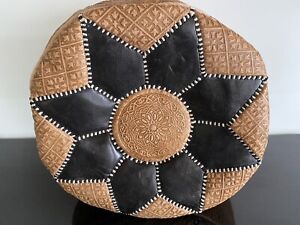 Outstanding Handmade leather Moroccan pouffe - unstuffed Made in Marrakech # 1