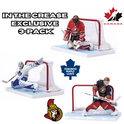 McFarlane NHL In The Crease Exclusive 3-Pack Goalie Combo Set Figures Cover