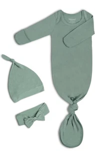 Baby Noah geknüpftes Kleid Säugling Schläfer Fäustlinge Schleife Mütze Set 3/6 Monate grün - Bild 1 von 2
