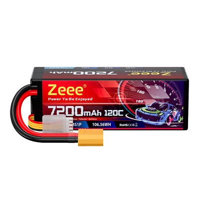 Zeee 4S Lipo Akku 14.8V 7200mAh 120C XT90 HardCase für RC Auto Truck Losi Emaxx - Bild 1 von 4
