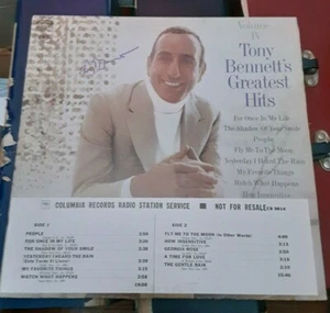 TONY BENNETT POP LEGEND SIGNED AUTOGRAPHED GREATEST HITS VOL4 ALBUM JSA/COA 1969 - Bild 1 von 3